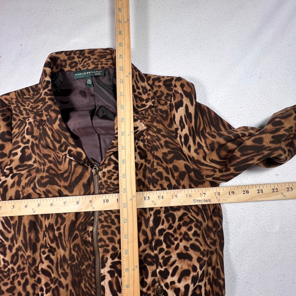 Harve Benard Jacket Medium Petite Leopard Print Lightweight Brown Animal Pattern - Picture 3 of 10